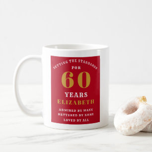 60th Birthday Red and Gold Voeg Jouw namen toe Koffiemok