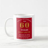 60th Birthday Red and Gold Voeg Jouw namen toe Koffiemok (Links)