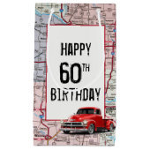 60th Birthday Red Retro Truck op Map Klein Cadeauzakje (Voorkant)
