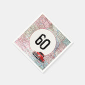 60th Birthday Red Retro Truck op Road Map Servet (Hoek)