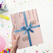 60th Birthday roos Gold glitter druppelt roze Cadeaupapier