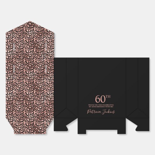 60th Birthday Rose Gold Leopard Print Thank You  Bedankdoosjes (Ongevouwen)