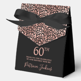 60th Birthday Rose Gold Leopard Print Thank You  Bedankdoosjes