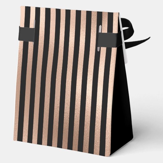 60th Birthday Rose Gold Striped Thank You  Bedankdoosjes (Achterkant)