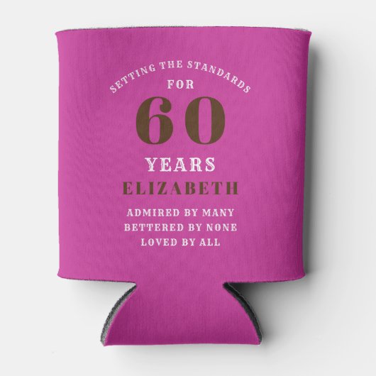 60th Birthday Roze zwart wit Jouw namen toevoegen Blikjeskoeler (Voorkant)