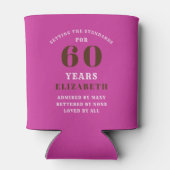 60th Birthday Roze zwart wit Jouw namen toevoegen Blikjeskoeler (Achterkant)