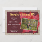 60th Birthday Rustic Autumn Foto Party Kaart (Voorkant)