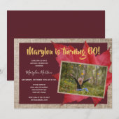 60th Birthday Rustic Autumn Foto Party Kaart (Voorkant / Achterkant)