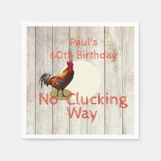 60th Birthday Rustic Wood Fun Chicken Invitation Servet (Voorkant)
