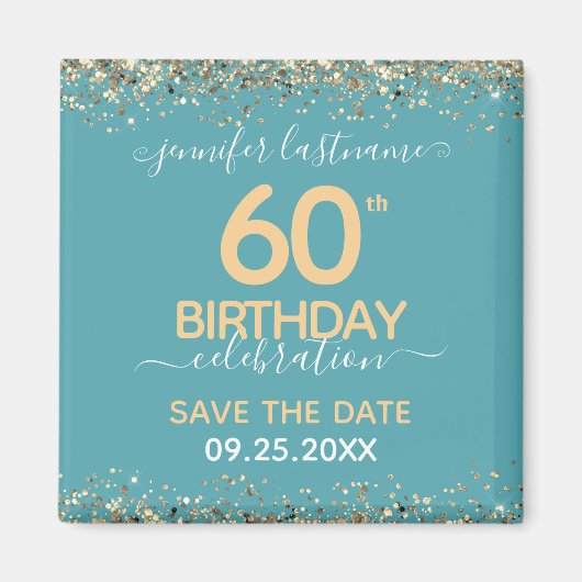 60th Birthday Save the Date Magnet (Voorkant)