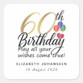 60th Birthday Script Gold Typography Milestone Vierkante Sticker (Voorkant)