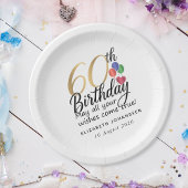 60th Birthday Script Gold Typography Modern Party Papieren Bordje