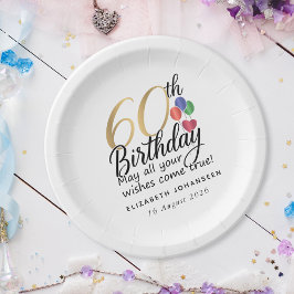 60th Birthday Script Gold Typography Modern Party Papieren Bordje