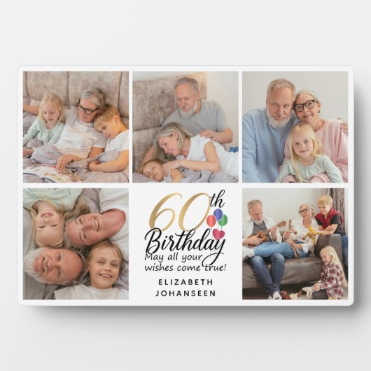 60th Birthday Script Photo Collage Modern Keepsake Fotoplaat (voorkant)