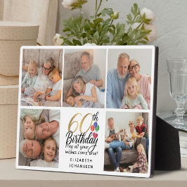 60th Birthday Script Photo Collage Modern Keepsake Fotoplaat