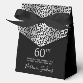 60th Birthday Silver Leopard Print Thank You  Bedankdoosjes