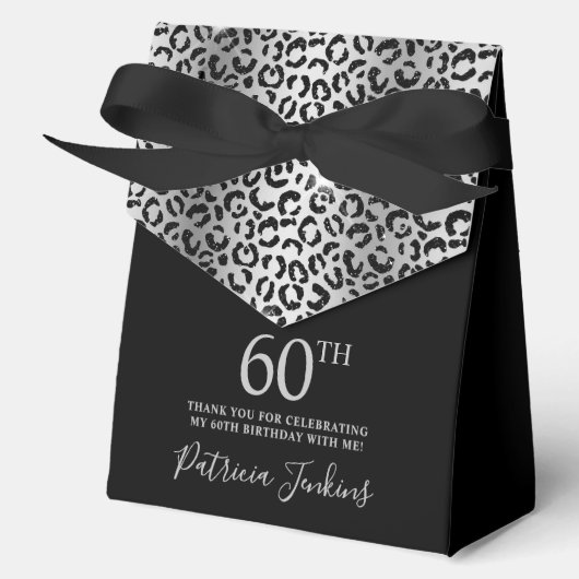 60th Birthday Silver Leopard Print Thank You  Bedankdoosjes (Voorkant)