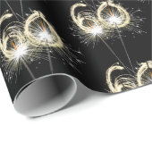 60th Birthday Sparklers op Zwart Cadeaupapier (Rol Hoek)