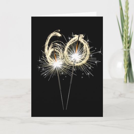 60th Birthday Sparklers op Zwart Kaart (Voorkant)