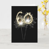 60th Birthday Sparklers op Zwart Kaart (Gele Bloem)