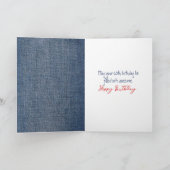 60th Birthday Stick Figuur Girl met rode ballon Kaart (Binnen)