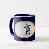 60th Birthday Tekst Foto Sjabloon Blauw Oranje Fun Mok (Voorkant links)