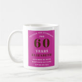 60th Birthday Vibrant Pink Voeg Jouw naam toe Koffiemok (Links)
