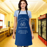 60th Birthday Voeg de naam Elegant Blue en White t Schort<br><div class="desc">Dit verbluffende, aangepaste 60e verjaardag Schort van de T4 Studio is de perfecte manier om de speciale mijlpaal te vieren! Het is gemaakt van licht en duurzaam katoen en is ontworpen met een klassiek blauw en wit patroon dat kan worden aangepast met een unieke naam en boodschap. Dit schort is...</div>