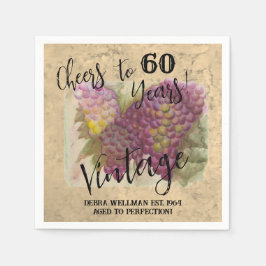 60th Birthday Waterverf wijnthema Servet