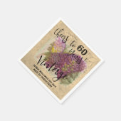 60th Birthday Waterverf wijnthema Servet (Hoek)