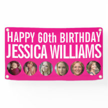 60th Birthday white roze zes fotocirkels