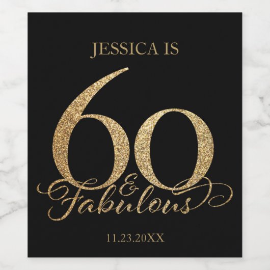 60th Birthday Wijn Etiket (Enkel label)