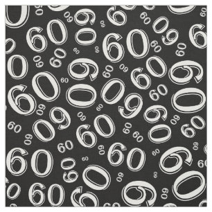 60th Black & White Random Number Pattern 60 Stof