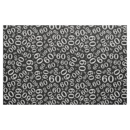60th Black & White Random Number Pattern 60 Stof (Fat Quarter)