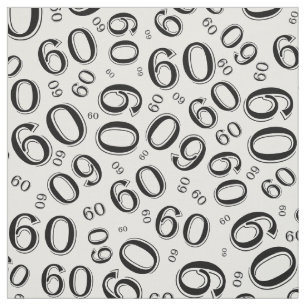60th Black & White Random Number Pattern 60 Stof
