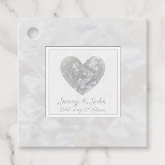 60th Bruiloft Jubileum diamanten hart dank u Bedankjes Labels (Voorkant)