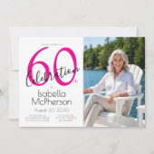 60th Celebration Minimal Pink 60th Birthday Kaart (Voorkant)