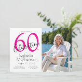 60th Celebration Minimal Pink 60th Birthday Kaart (Staand voorkant)