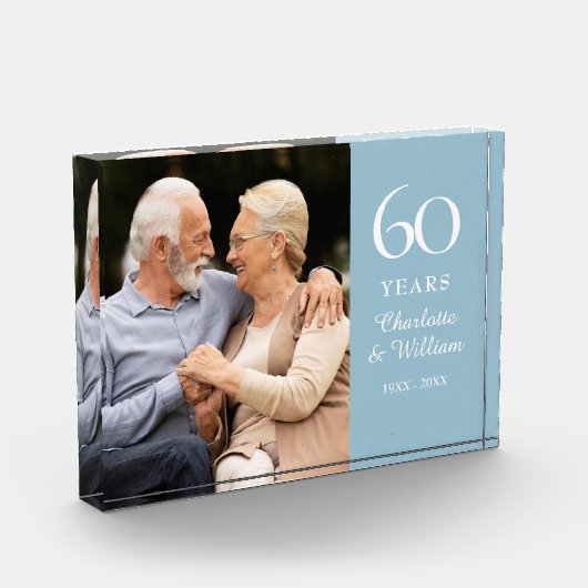 60th Diamond Bruiloft Jubileum Elegant Fotoblokken (Links)