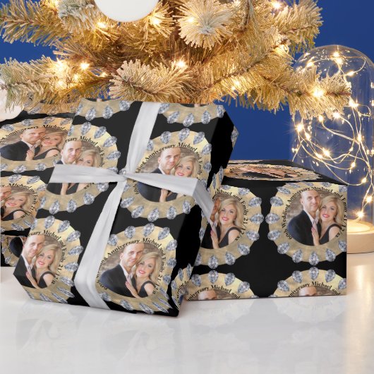 60th Diamond Bruiloft Jubileum FOTO Personaliseren Cadeaupapier (Feestdagen)