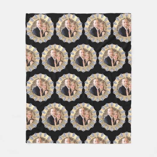60th Diamond Bruiloft Jubileum FOTO Personaliseren Fleece Deken (Voorkant)