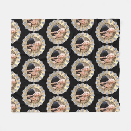 60th Diamond Bruiloft Jubileum FOTO Personaliseren Fleece Deken (Voorkant (Horizontaal))