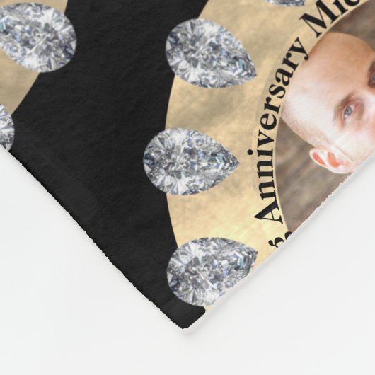 60th Diamond Bruiloft Jubileum FOTO Personaliseren Fleece Deken (Hoek)