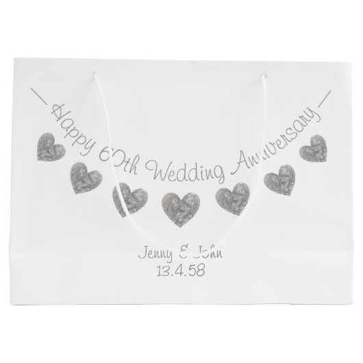 60th Diamond Bruiloft jubileum geschenk tas Groot Cadeauzakje (Achterkant)