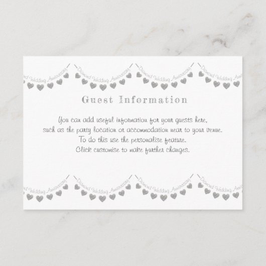 60th Diamond Huwelijksjubileum feestdetails Informatiekaartje (Achterkant)