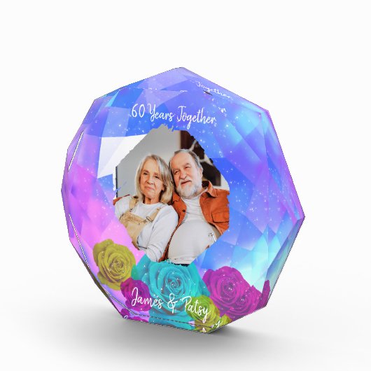 60th Diamond Wedding Anniversary Floral Keepsake Fotoblokken (Rechts)