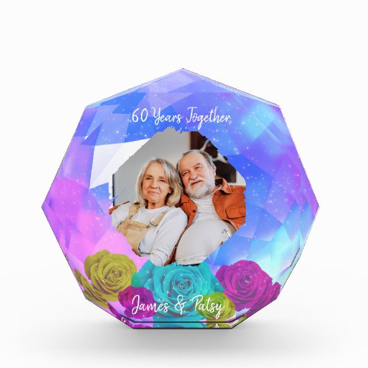 60th Diamond Wedding Anniversary Floral Keepsake Fotoblokken (Voorkant)