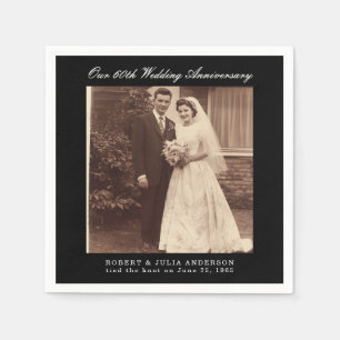 60th Diamond Wedding Jubileum op maat foto Servet