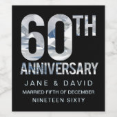 60th Diamond Wedding Jubileum op maat gemaakt Wijn Etiket (Enkel label)