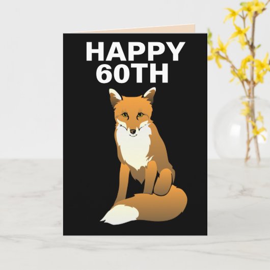 60TH FOX FOXY HAPPY BIRTHDAY KAARTEN (Gele Bloem)